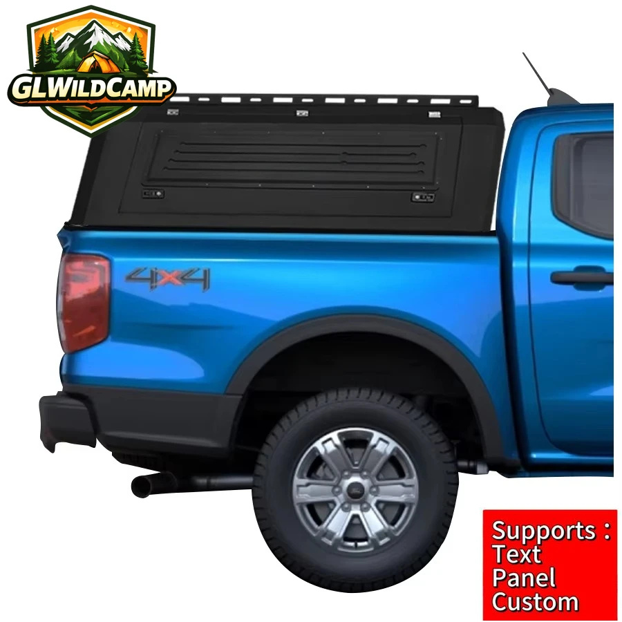 For Ford Ranger Truck Camper Canopy Hinged Waterproof  Steel&Aluminum Alloy  Hardtop Pickup Canopy with Locking Function