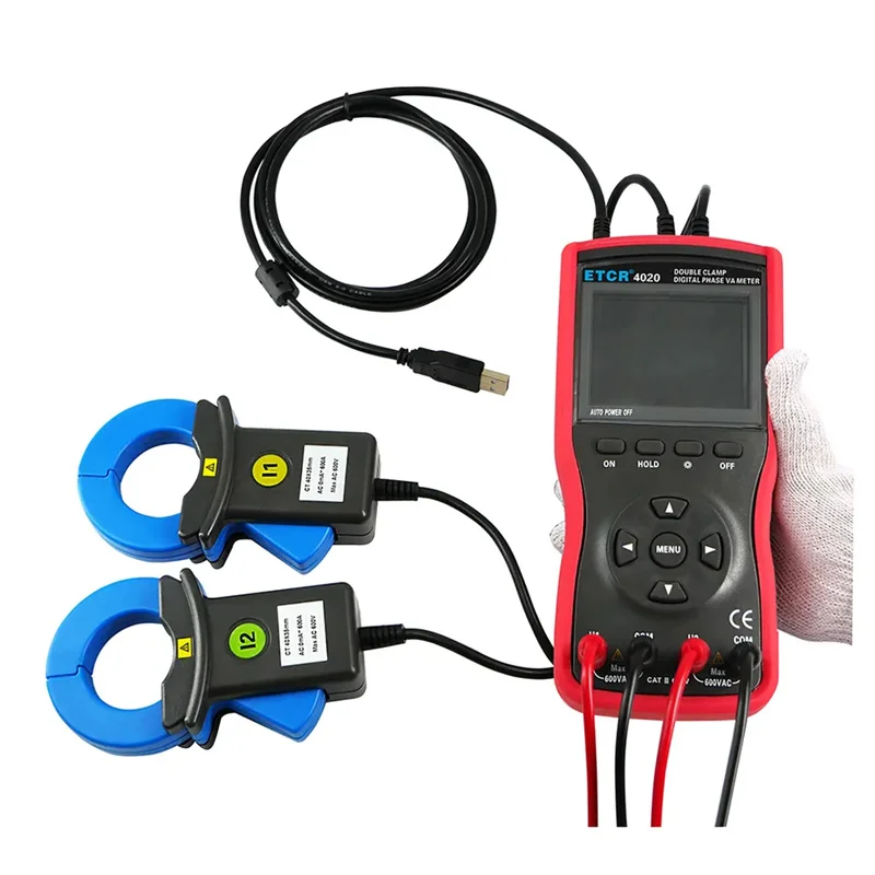 ETCR4020 Large Caliber Intelligent Double Clamp Digital Phase Voltmeter Ammeter Ac 0.00V -600V