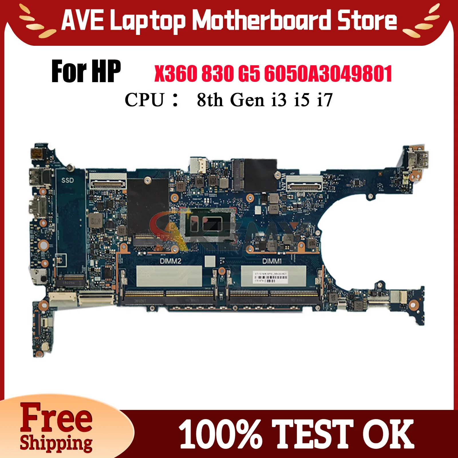 

6050A3049801 для ноутбука HP EliteBook X360 830 G5, материнская плата с процессором i3 i5 i7 8-го поколения L56431-601 L56432-601