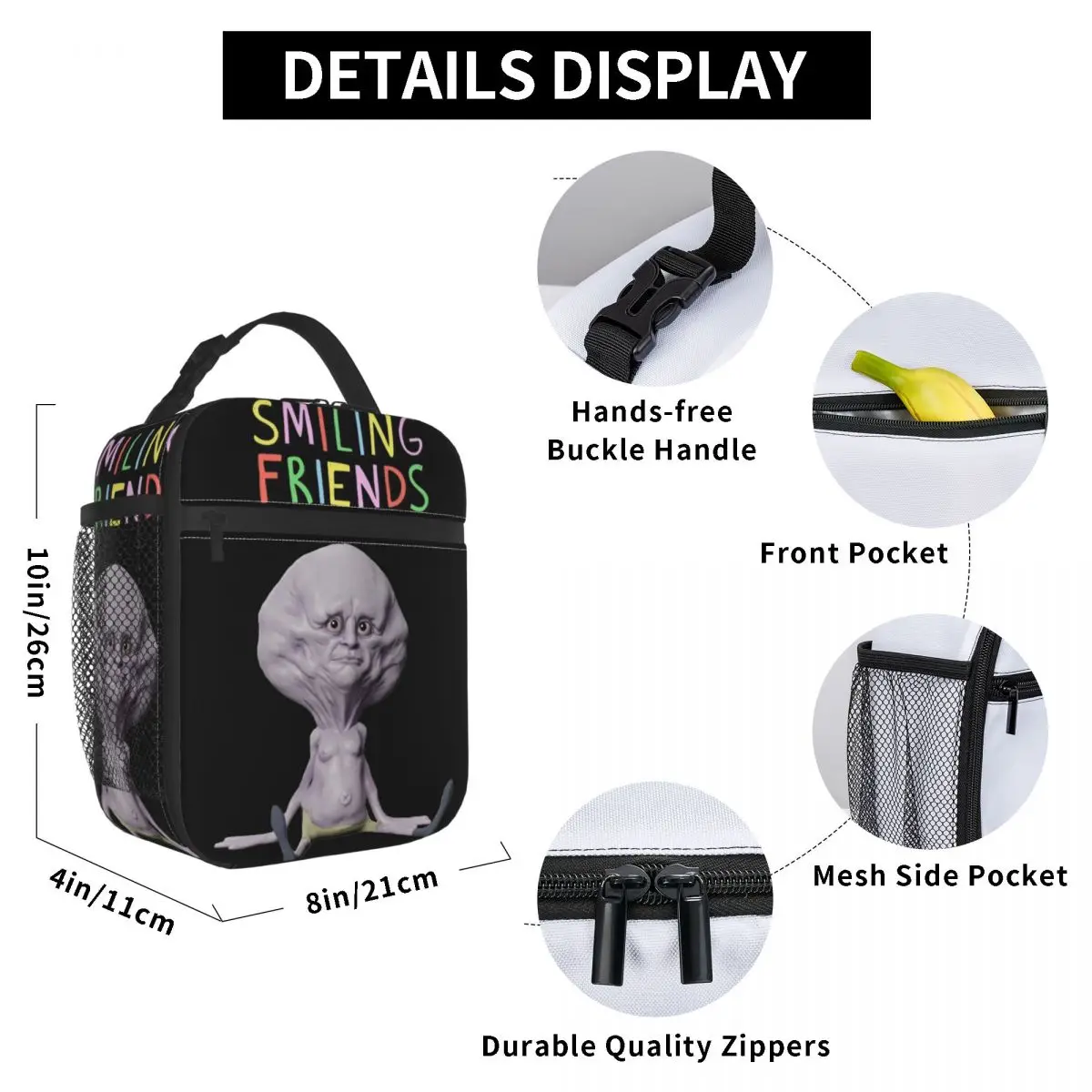 3D Squelton lächelnde Freunde isoliert Lunch-Taschen Kühltasche wieder verwendbare Lunch-Container auslaufs ichere Tasche Lunchbox Lebensmittel Handtaschen