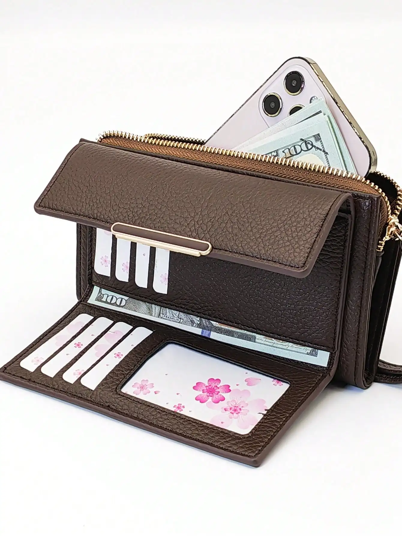 New Women's Foldable Wallet, Soft PU Material, Zipper Design, Multi-Functional Large Capacity Card Holder Coin Purse, Exquisite High Quality, Fashion Simple Casual Wallet, Keychain Wallet, Women's Wallet, Clutch, Long Wallet, Wristlet