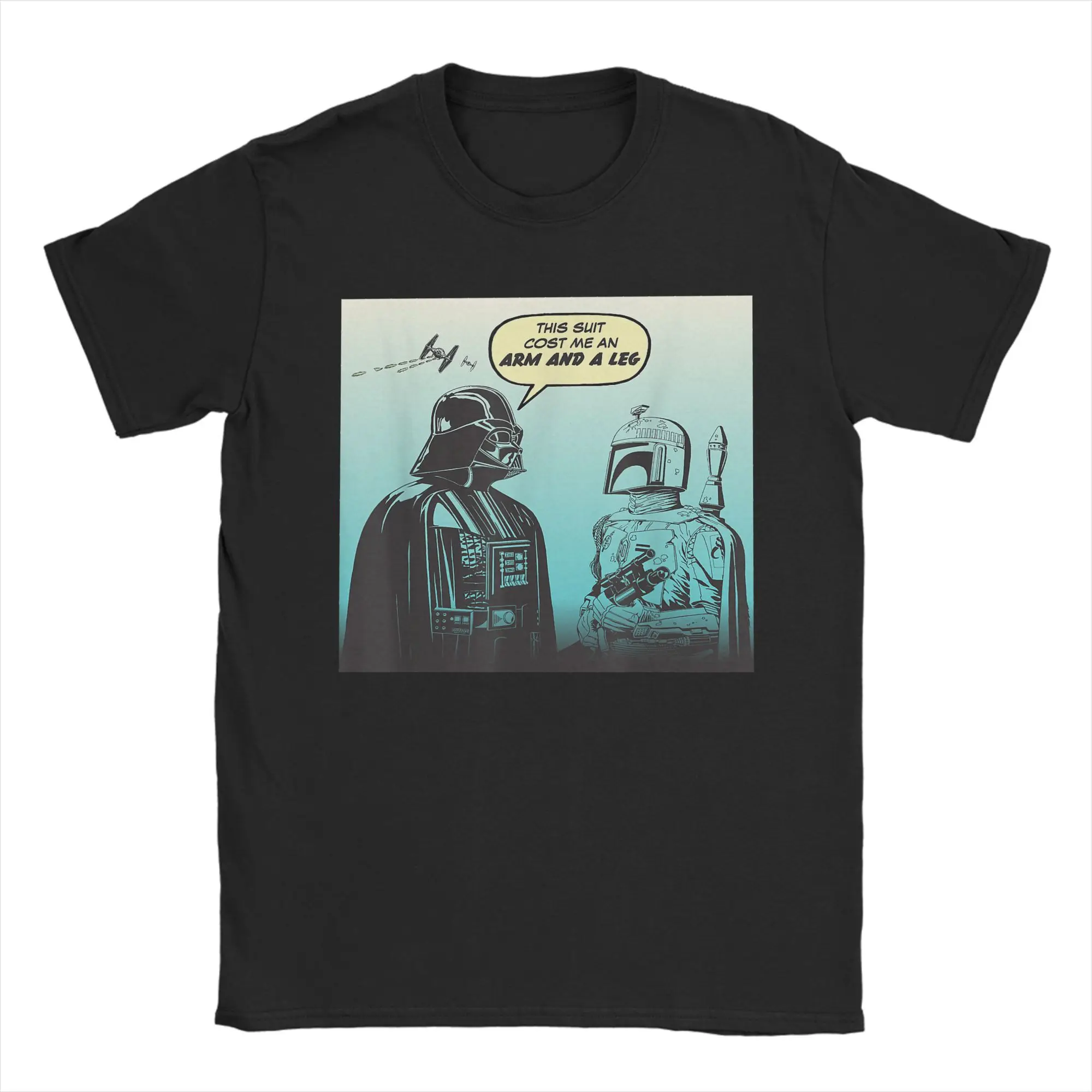 

Cool Funny Darth Vader and Boba Fett Comic T-Shirt Men Crew Neck 100% Cotton T Shirts Short Sleeve Tees Gift Idea Clothing