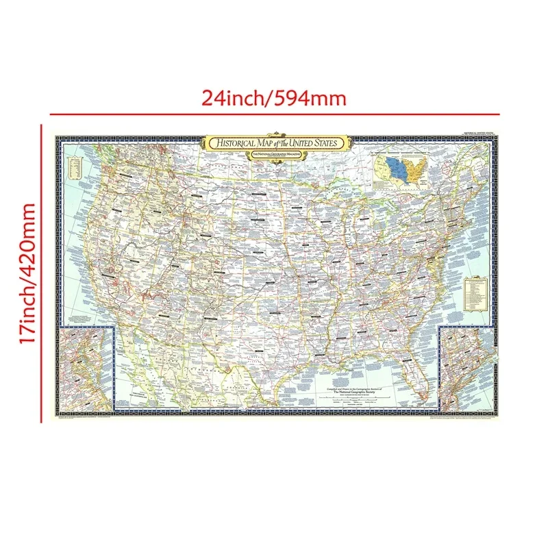 59*42cm storia mappa degli americani poster e stampe immagini per pareti quadri su tela decorazioni per la casa materiale scolastico