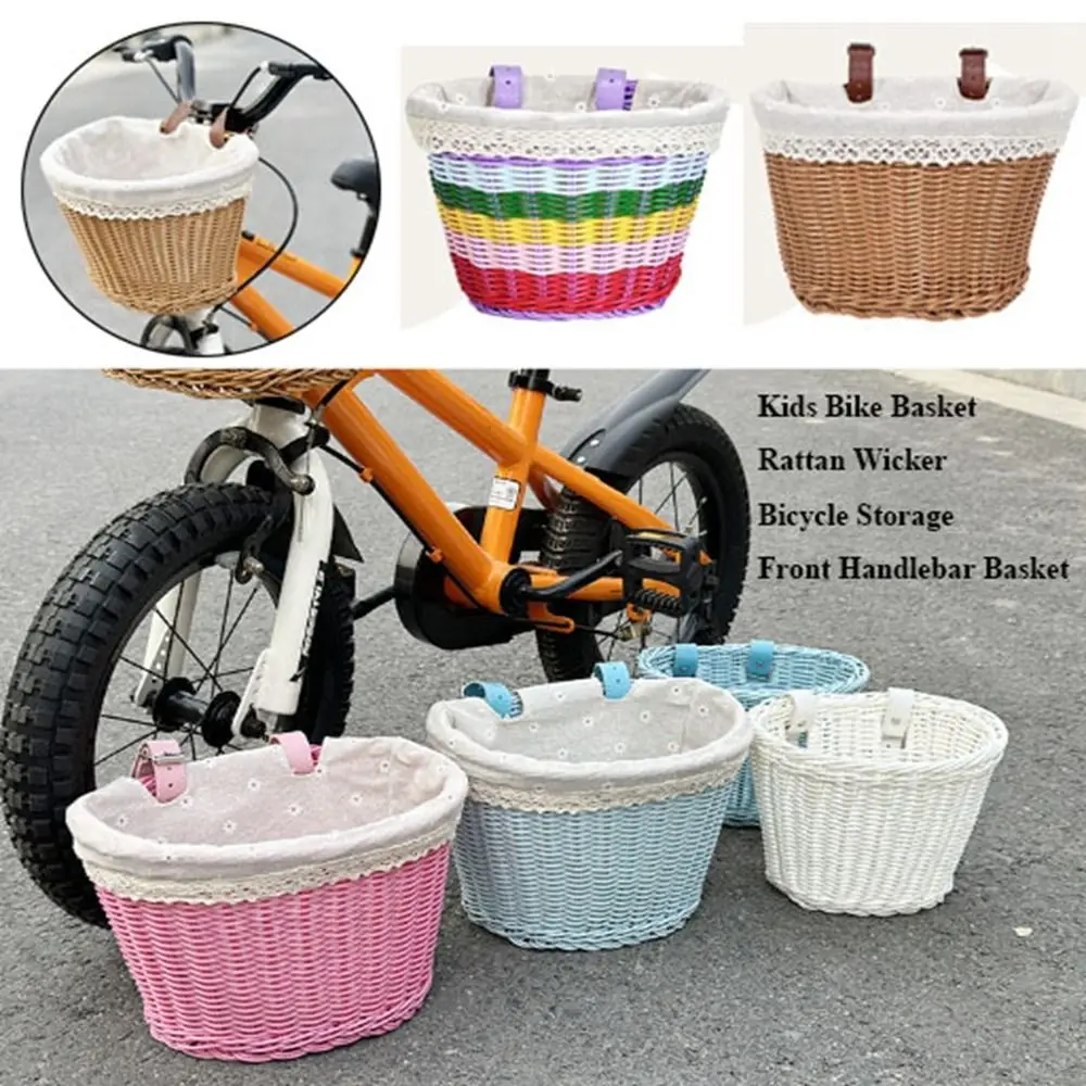 High Quality Rattan Wicker KidsBike Basket Bicycle Accessories 9 Styles Front Handlebar Basket Bicycle Pouch Bicycle Accessories