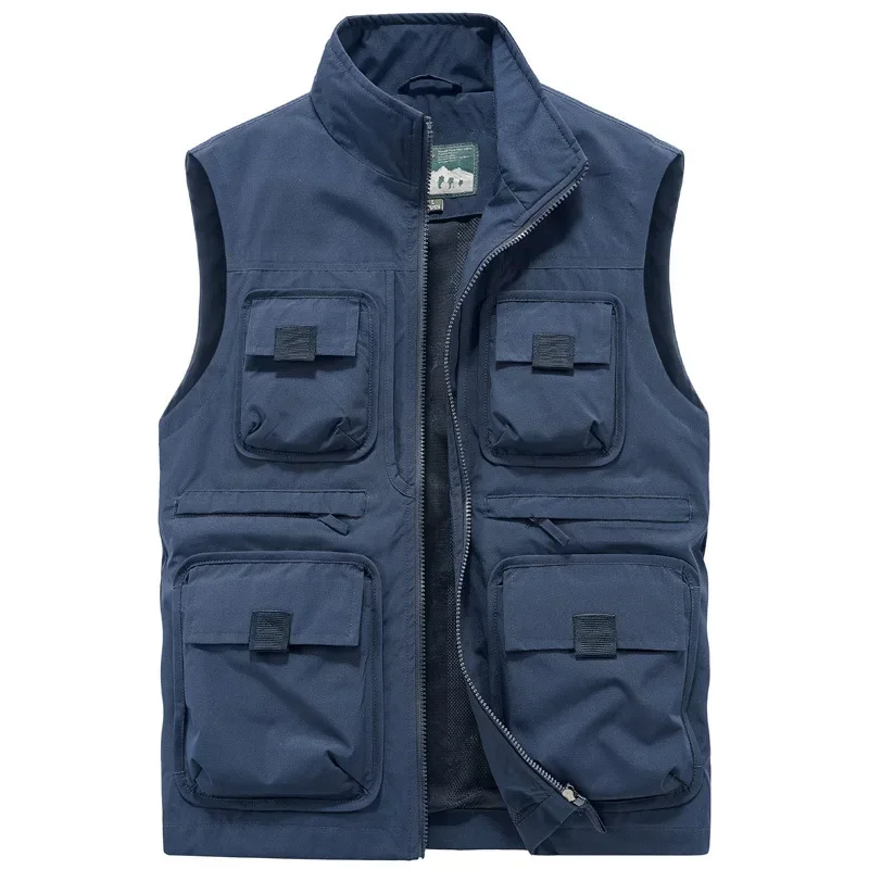 MAIDANGDI Men's multi pocket and multi-color zipper workwear travel fishing leisure photography outdoorMulti pocket zipper vest