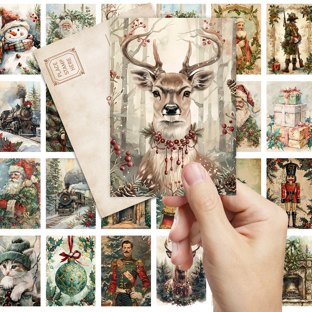 32 Stück. Vintage-Weihnachtspostkarten, Halloween/Back-to-School-Saison/Geburtstag/budgetfreundlich, Geschenke, Sammlerstücke, postfertig. – Detail 2