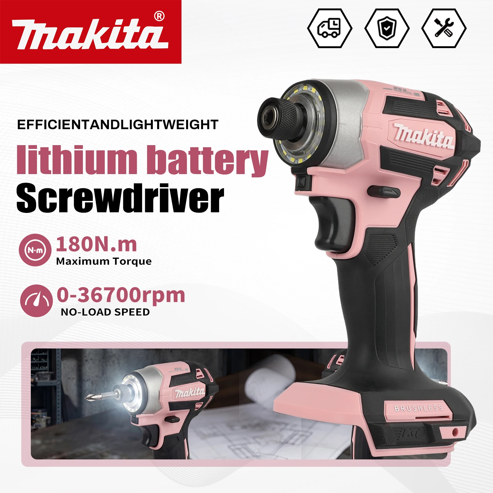 

Бесщеточная дрель Makita 18V DTD173 (черно-розовая) для дома и DIY, 180 Нм, электрическая, для дерева/болтов/Т-образного режима работы