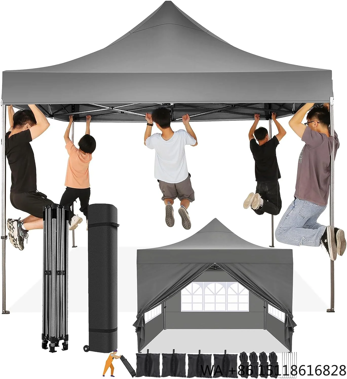 Foldable Canopy 3x3 Folding Awning Commercial Tent Outdoor Heavy Duty Tenda Lipat Tent with logo Canvas Tents for Camping