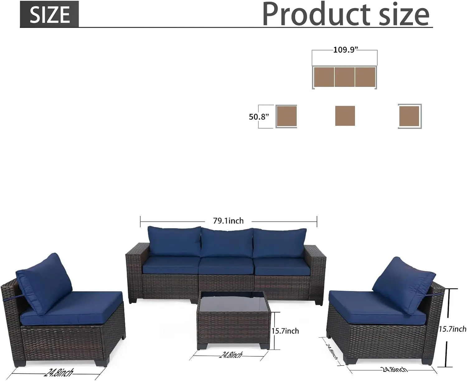 Outdoor Patio Furniture Sets,Rattan Conversation Sectional Set,Manual Weaving Wicker Patio Sofa