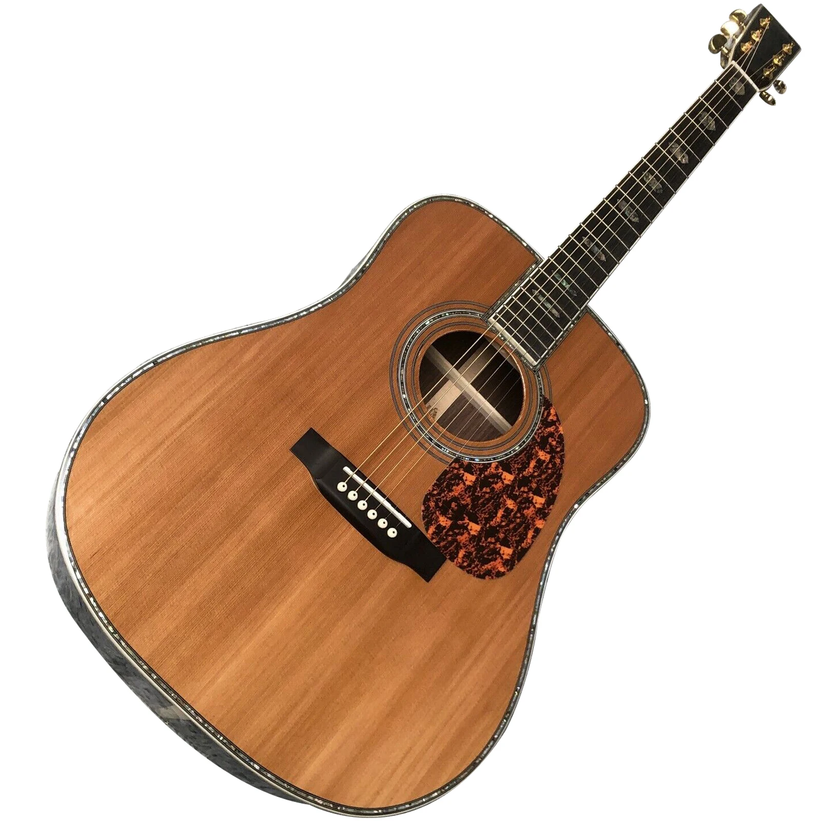 41 Inch D Mold Solid Wood Fir Real Abalone Inlaid Black Finger Acoustic Guitar Factory Outlet