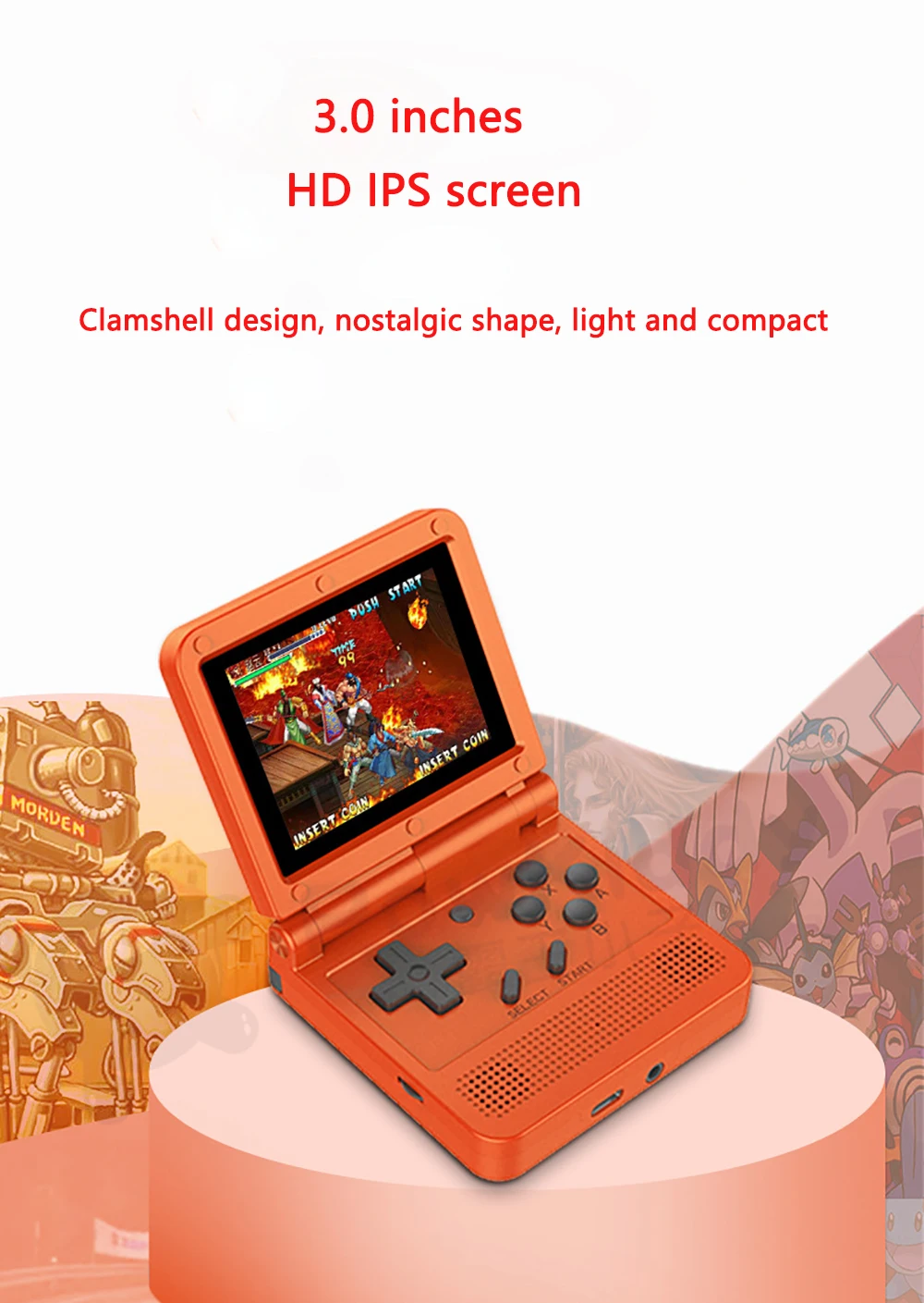 

For POWKIDDY V90 3.0-Inch IPS Screen Handheld Game Players Dual System Over 3000Games Consoles Retro Video Game Children Gifts