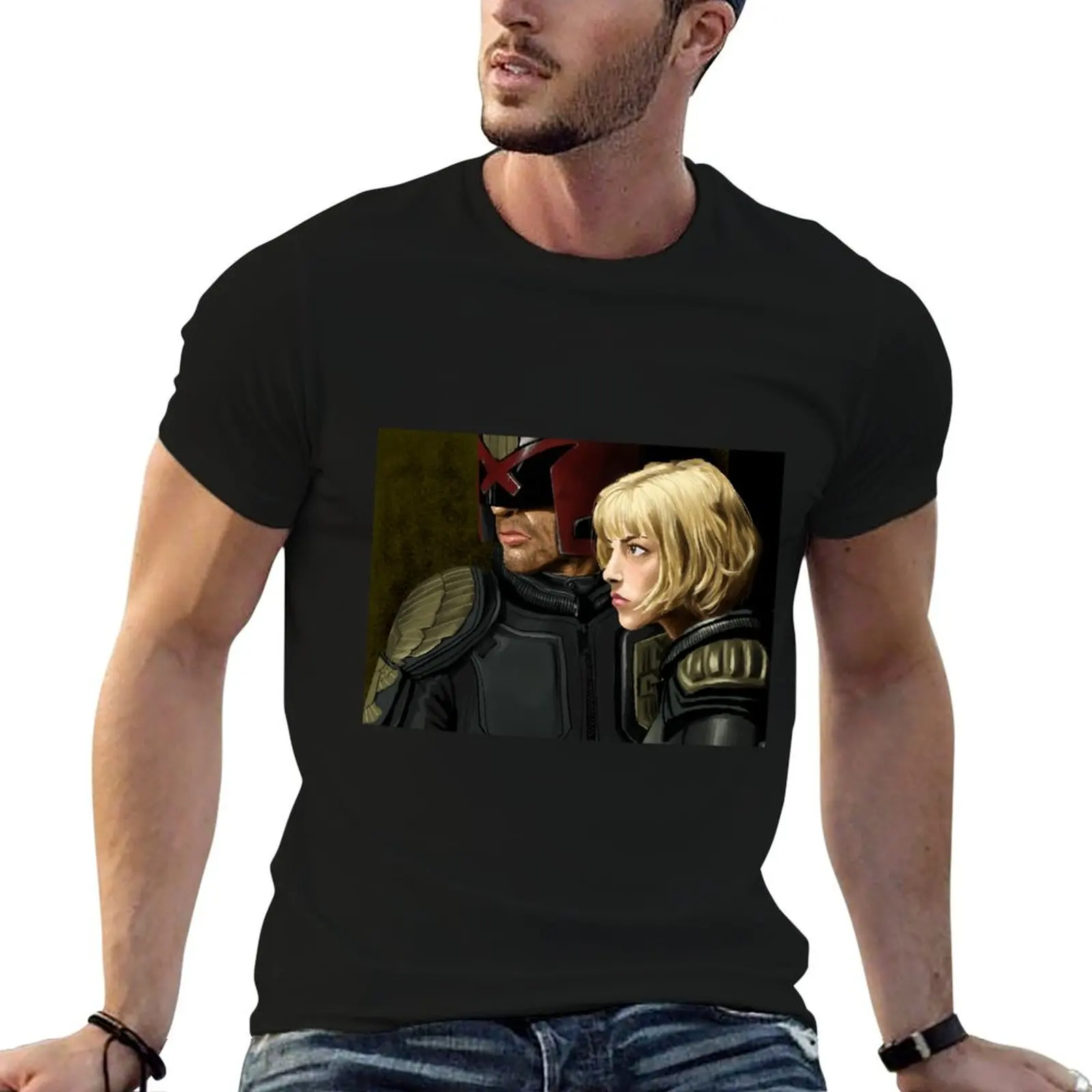 

Judge Dredd and Rookie Anderson T-Shirt cotton t shirts man 100% t shirts for man cotton funny T-Shirt