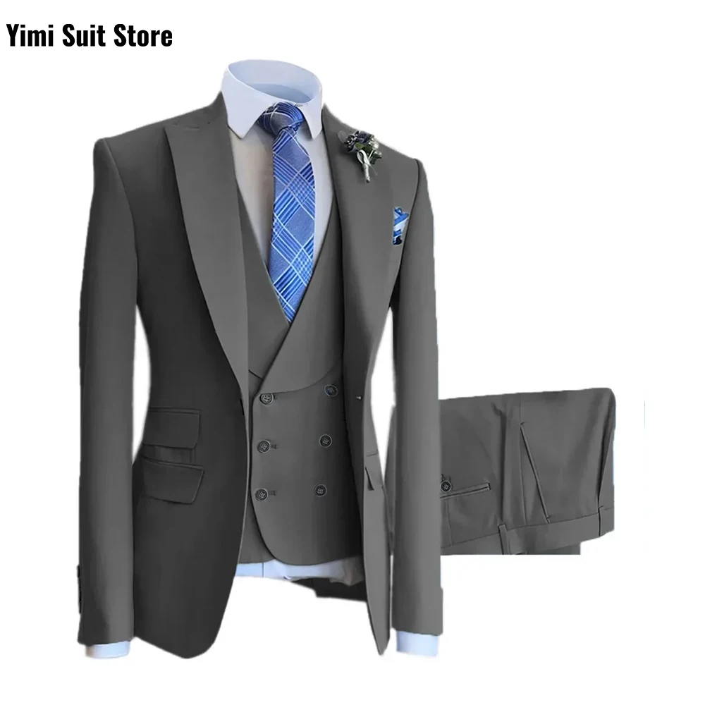 

Luxury High End Fashion Grid 3 Pieces Fashionable Business British Office Ball gown Mens Suit Groom Wedding Dress Party Suits