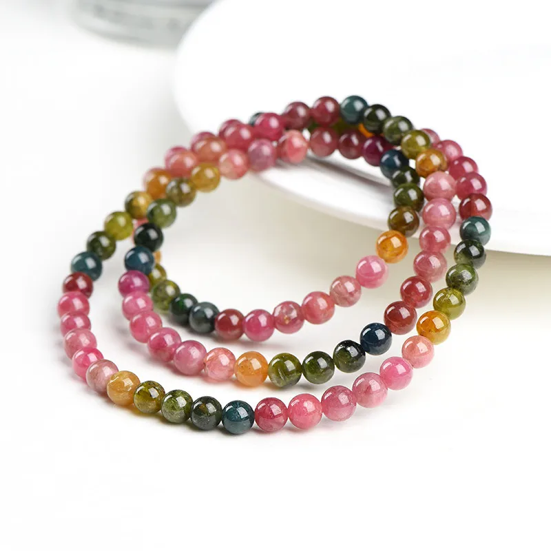 Natural Old Mine Rainbow Tourmaline Multi-Circle Bracelet