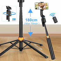 180cm/71in Tall Foldable Tripod, Auto Face Tracking Gimbal Bluetooth Remote Control Selfie Stick, Mobile Phone Bracket for Video