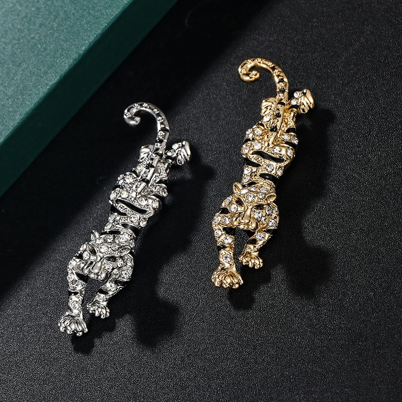 WEIMANJINDIAN Brand Crystal Rhinestones Tiger Animal Decor Brooches Jewelry for Men