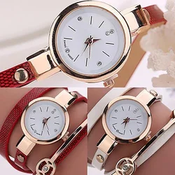 Fashion Women's Watch Long Ultra Thin Clock Faux Leather Strap Watch Rhinestone Quartz Watch New Reloj Mujer Simple Versatile