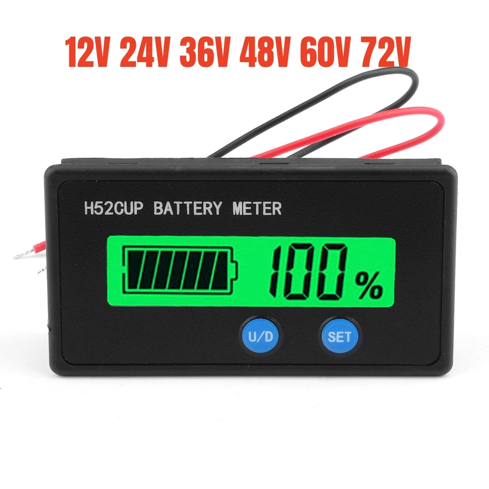 Battery Capacity Indicator DC9-90V Lead Acid Lithium LiFePO4 Car Motorcycle Voltmeter Voltage Gauge 12V 24V 48V 72V for Alam