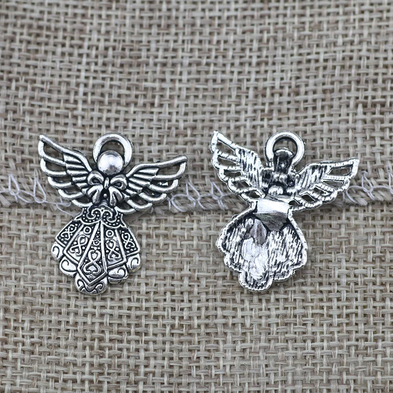 15pcs 27*24mm Guardian Angel Wing Charms Tibetan Silver Color Tone Pendant Aesthetic Accessories Handmade DIY Jewelry Making