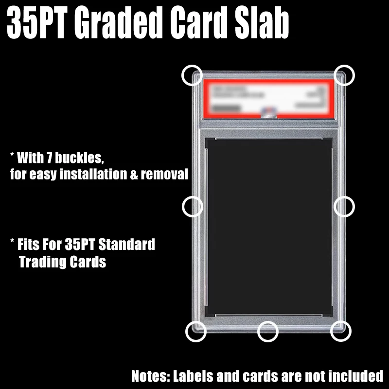 Trading Card Protector with Snap Closure, Removable Graded Card Slab Plastic Case, Rating Card Holder, For PTCG Collection