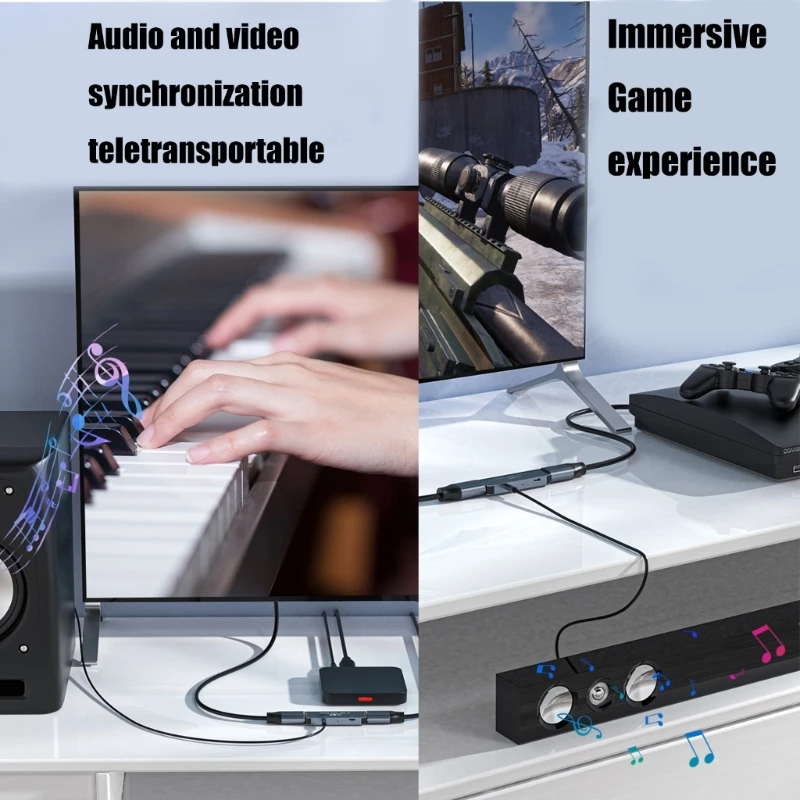 

4K Video to 3.5mm Adapter Video Sound Extractor Office Entertainment