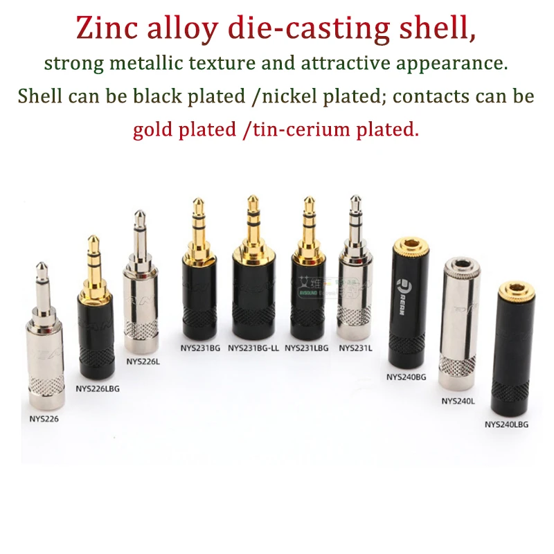 

NYS231/L Stereo 3.5mm TRS Plug Gold Plated DIY Audio Cable for Headphone/Phone/Computer/Speaker 6.35mm/6.5mm Adapter Optional