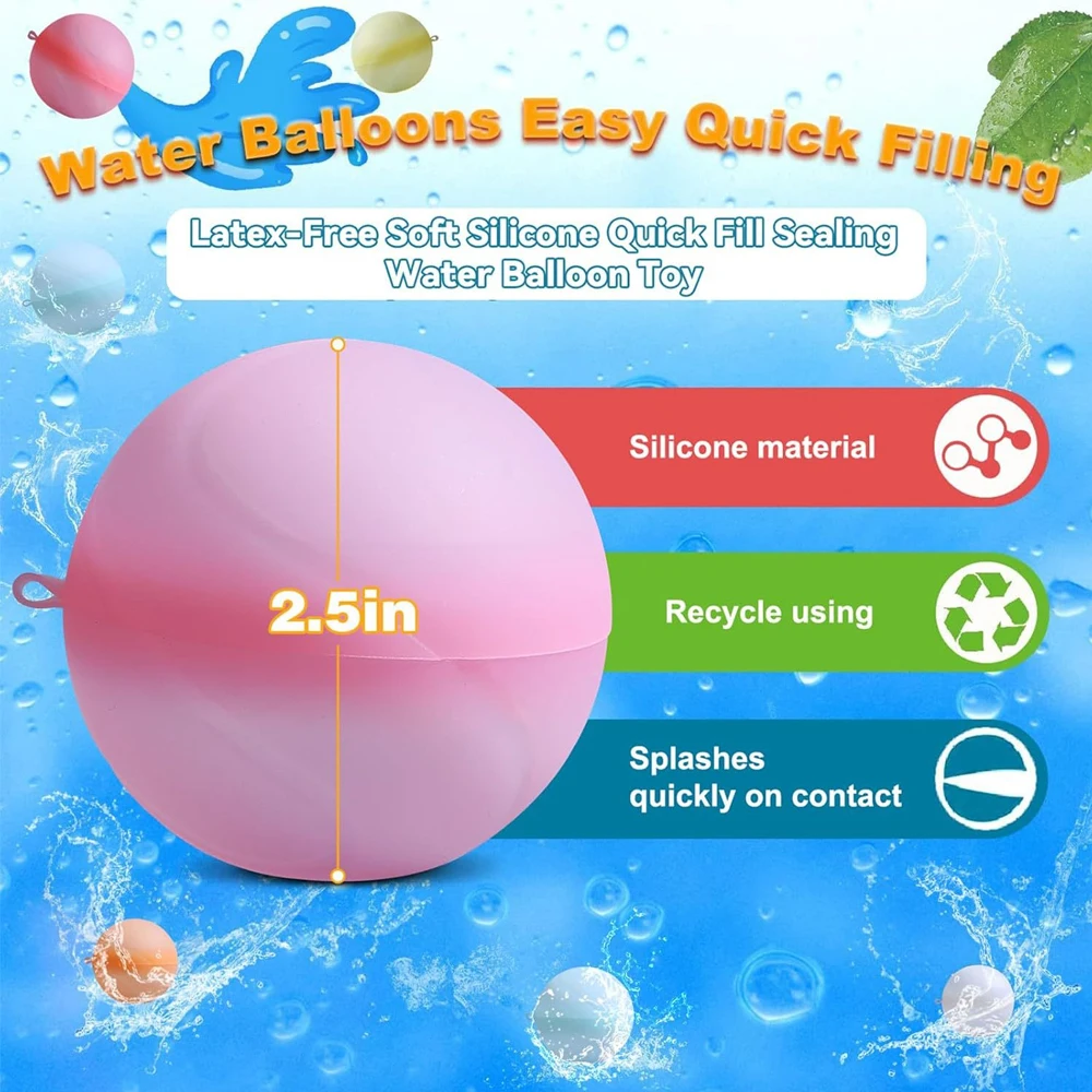 Conjunto de balões de água magnéticos reutilizáveis para piscina, praia, verão, brinquedos ao ar livre, 1/3/5 peças, suprimentos para jogos de diversões para crianças de 3 a 12 anos
