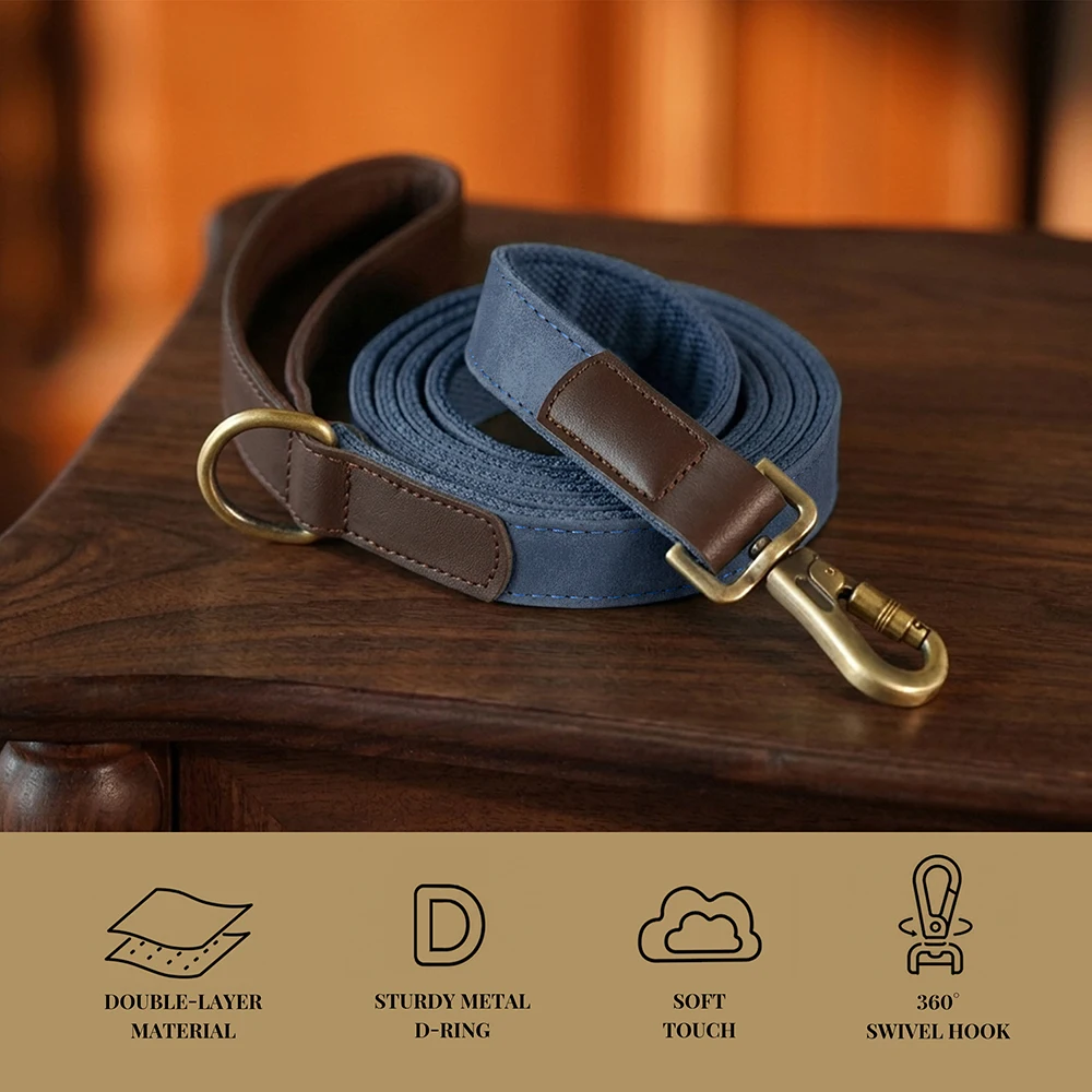 1,5m Lange PU-Leder Gepolsterte Hundeleine Langlebige & Retro-Hundeleine für Kleine und Mittelgroße Hunde in 9 Farben Erhältlich – Detail 6