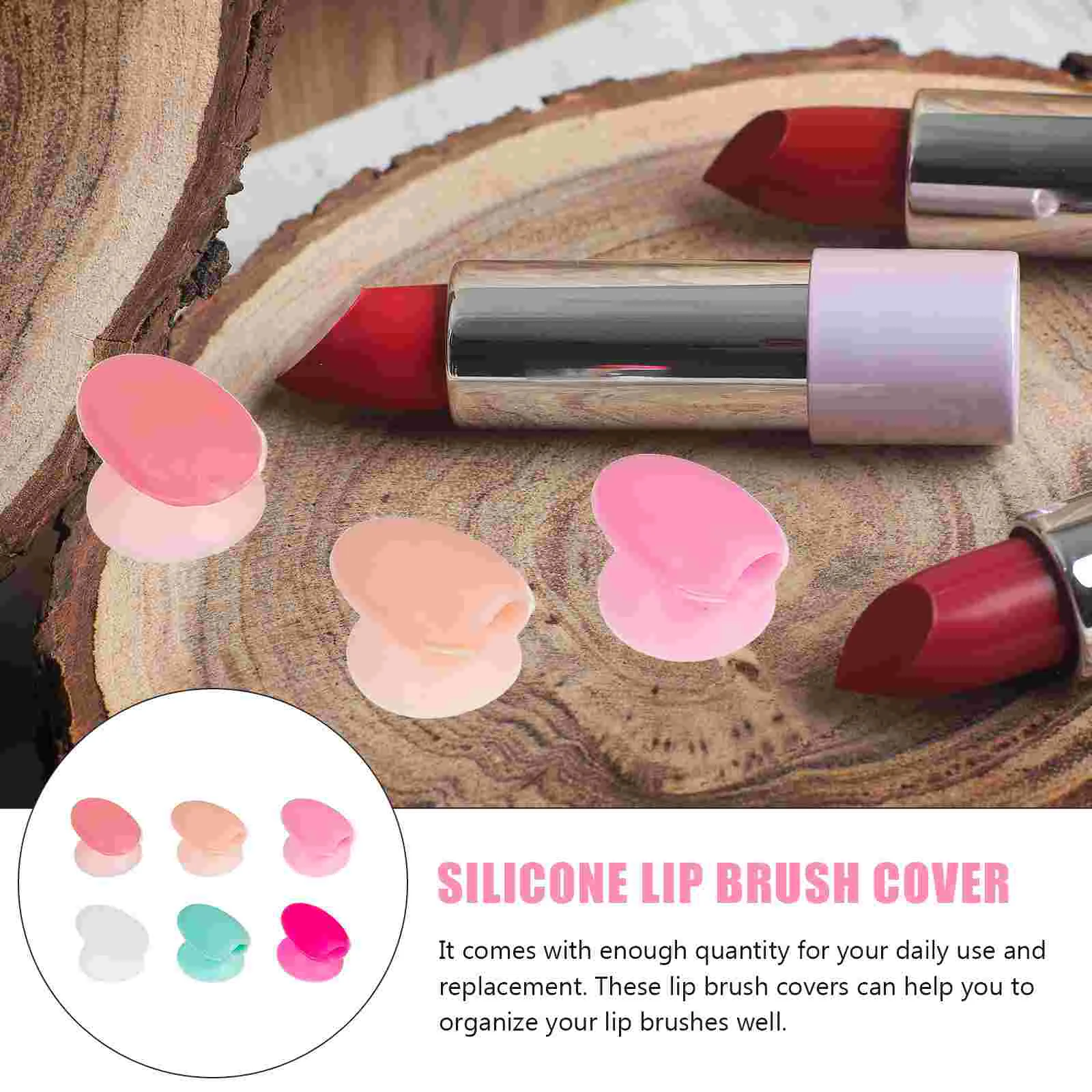 6 Pcs Lip Brush Anti-lost Set Balm Makeup Protector Caps Sleeve Silicone Cover Brushes Covers Silica Gel Dust Travel Dustproof