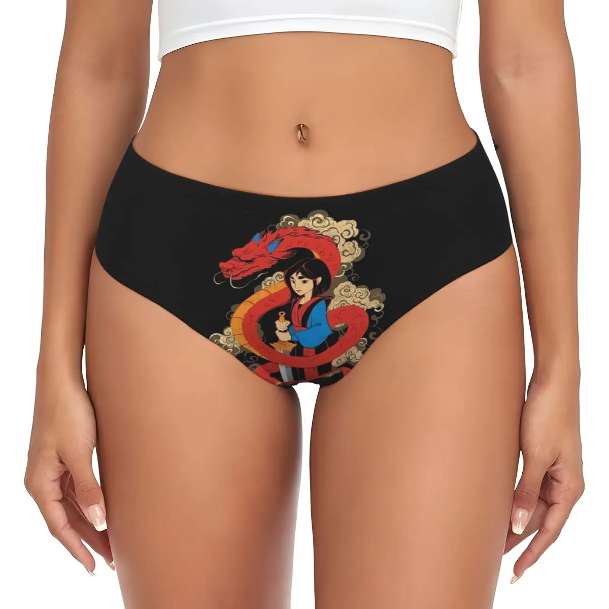 Custom Womens Mulan Mushu Dragon Panties Stretch Briefs Underwear