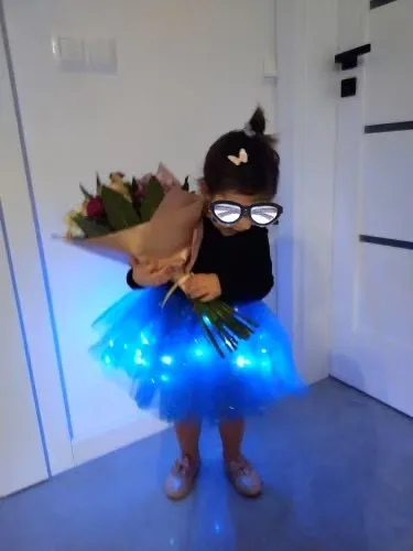 LED leuchtendes Licht Mädchen Prinzessin Tutu Rock Weihnachten Allerheiligen Hochzeit Party Tanzen Minirock 3-8 Jahre Kostüm Kleidung – Detail 3