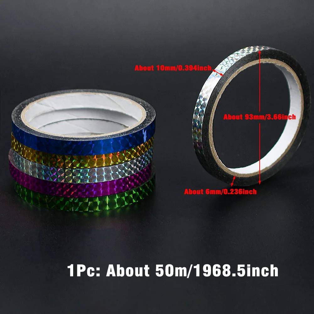 MNFT 10MMx50M 5 Colors Laser Reflective Fishing Lure Tape Waterproof Sticker for Jig Spoon Hard Bait DIY