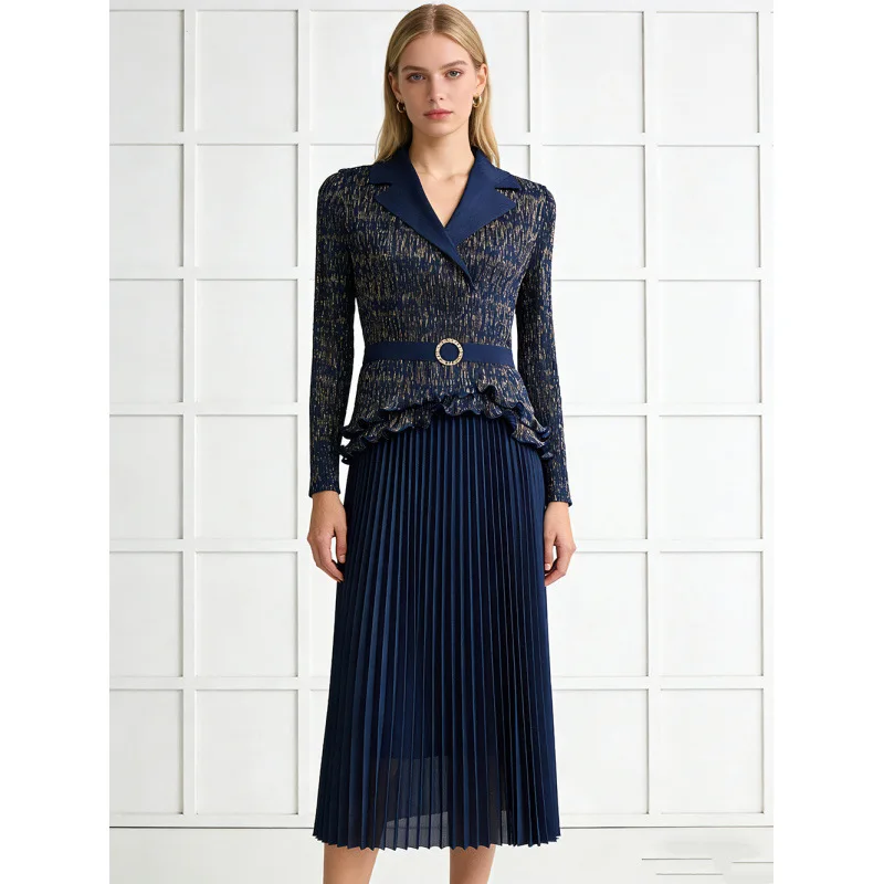 

Large Size Velvet Fabric Gown with Gold Eming Pleated Skirt High Waist A-Line Dr for Women Ele And Sophistied