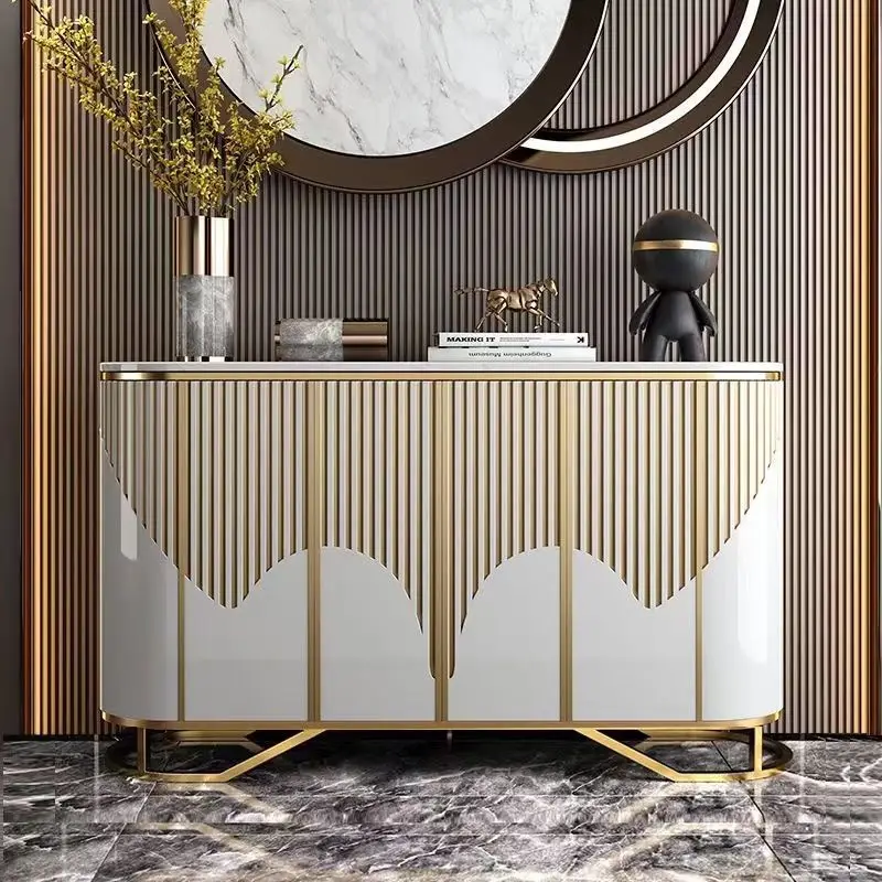 Armadietto da portico italiano, armadietto da pranzo di lusso leggero, armadietto decorativo di fascia alta, modello di design della stanza, porta d'ingresso della casa