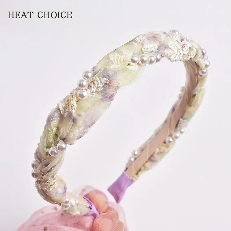 

Maiden Sen's Retro Pearl Headband All Year Round Fried Dough Twists Knitting Beautiful Age Reducing Exquisite Hair Accessories
