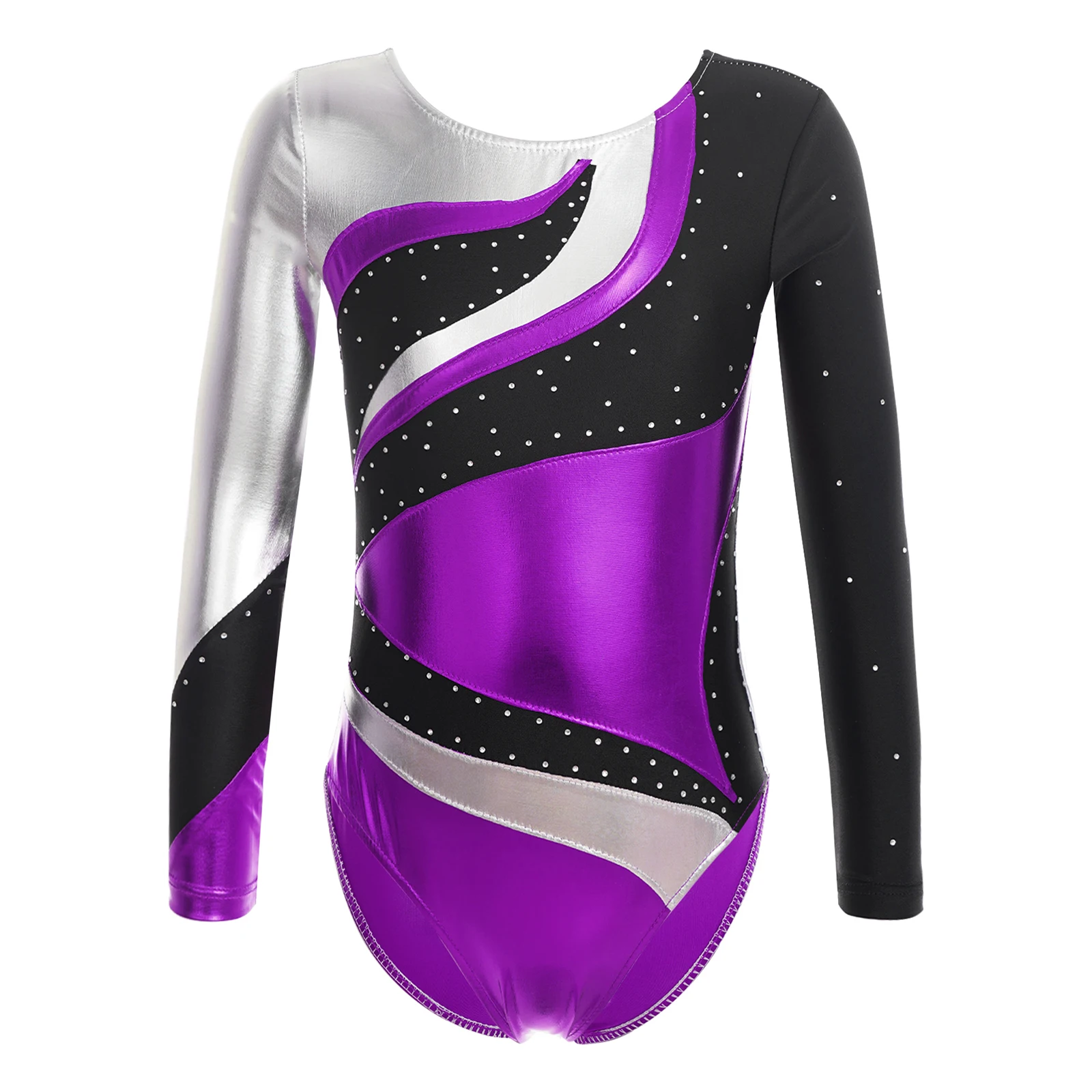 

Girls Kids Acrobatics Gymnastics Leotard Long Sleeve Shiny Rhinestone Dance Bodysuits for Ballet Dancing Performance Leotard