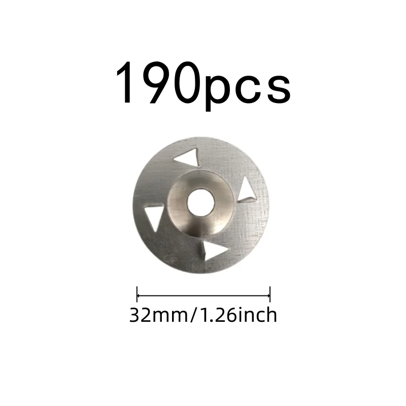 190 pcs 32mm Four Claw Washers, Flat Stable Base, Floor Tile Installation Gypsum Board Fixing, Durable Iron Material
