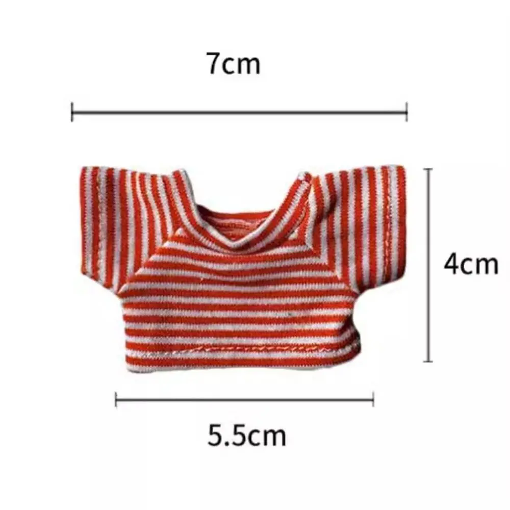 Roupas de boneca de algodão, 8 cores, 10cm, roupa casual, camiseta listrada, mini roupas, tops para brinquedos de pelúcia de algodão, boneca ídolo, blusa