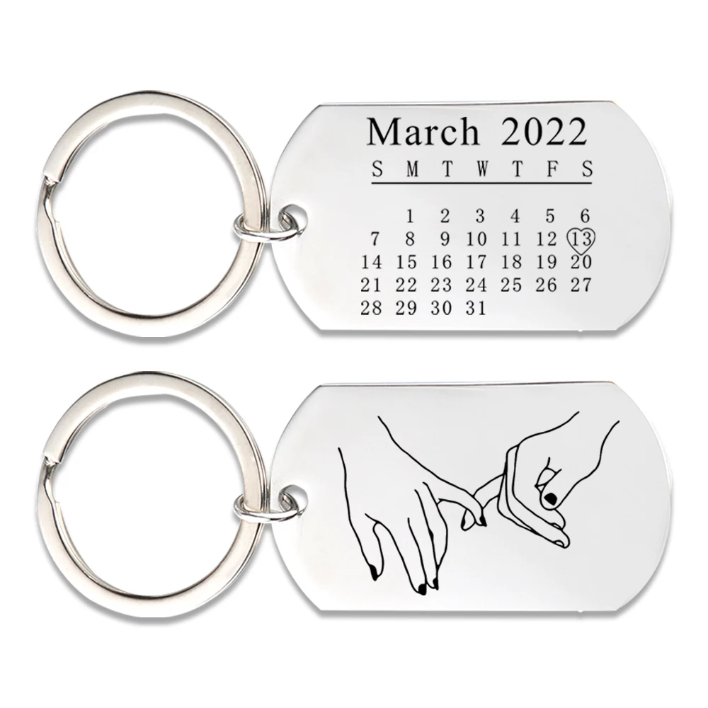 

Custom Calendar Special Date Keyring Rectangle Calendar Keyring Anniversary New Home Housewarming Gift Personalised Keyring