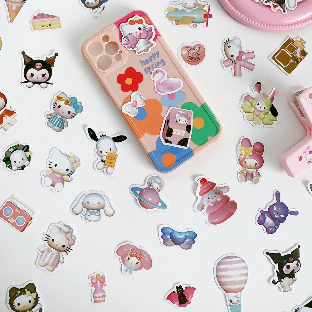 10/30/100 buah Kawaii Pink My Melody stiker kartun Sanrio Anime Graffiti stiker untuk casing ponsel alat tulis koper