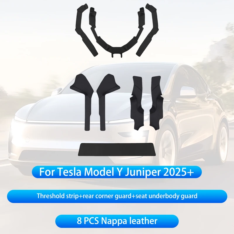 Voor Tesla Model Y Juniper 2025 + Middenconsole Twee Zijpaneel Anti Kick Pad Protector Lederen Sticker Voet Cover Auto accessoires