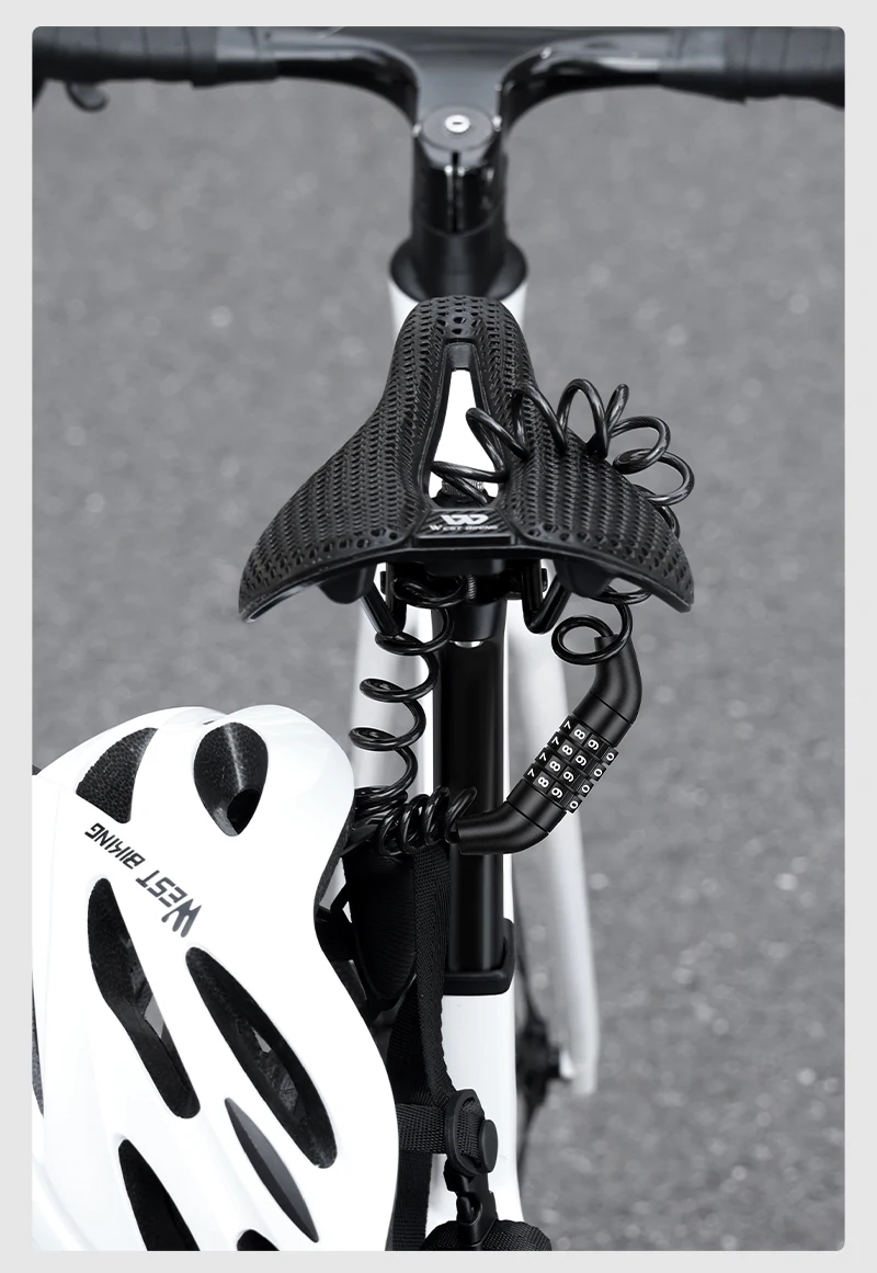 WEST BIKING Fahrradhelm-Schloss, 4-stellige Zahlenkombination, Kabel, Diebstahlschutz, tragbar, spiralförmig, Sicherheit für Radfahren, Motorradzubehör – Detail 16