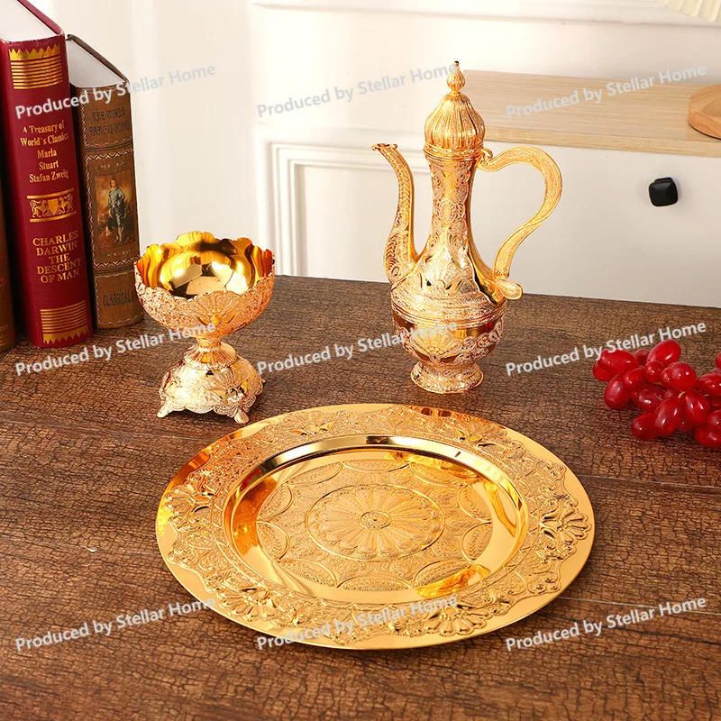 European-style Luxurious High-end Wine Set Creative Home-use Vintage Gold Wine Glasses Pot Hotel Banquet Dining Table Wine Set