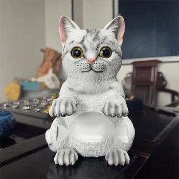 3D kočka ve tvaru držáku na toaletní papír z pryskyřice, realistický nástěnný stojan na role, jednoduchá instalace, multifunkční 8 nejlepší prodej držák kočičí toalety - №7