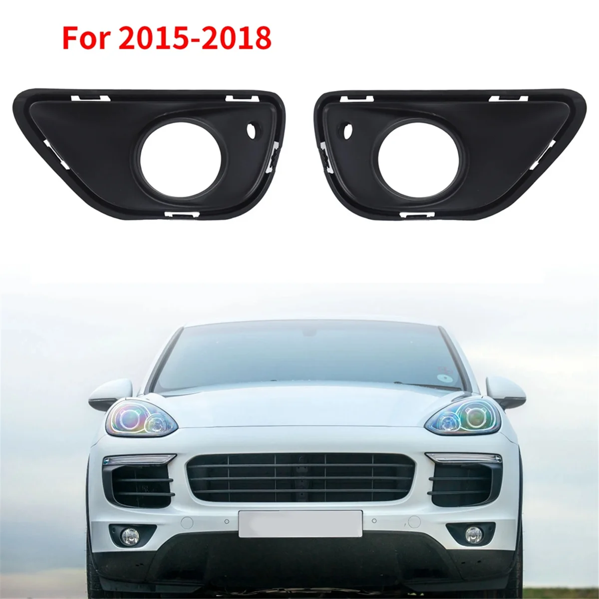 For Porsche Cayenne 2015-2018 1 Pair Front Bumper Fog Lamp Light Trim Cover 95850582300 95850582400