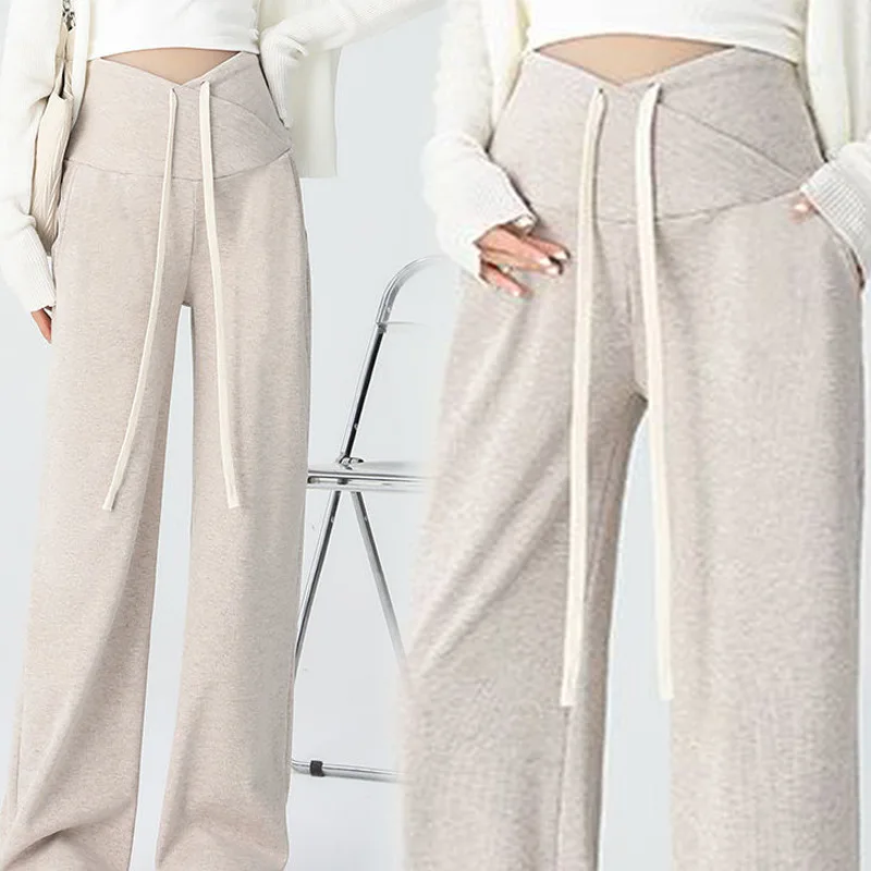 2025 Outer Wear Autumn and Winter Warm Elastic Adjustable Pendant Wide-leg Pants