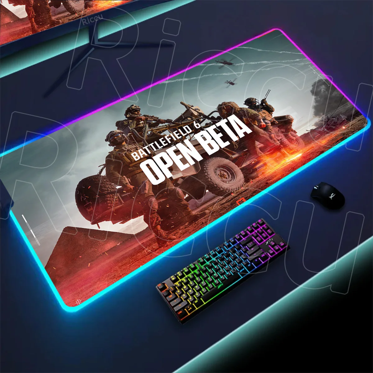 New Gamer Rgb Desk Mat Back Light Led Mousepad Setup Gaming Accessories Deskmat Big Mousepad Backlight B-Battlefield 6 Mouse Pad