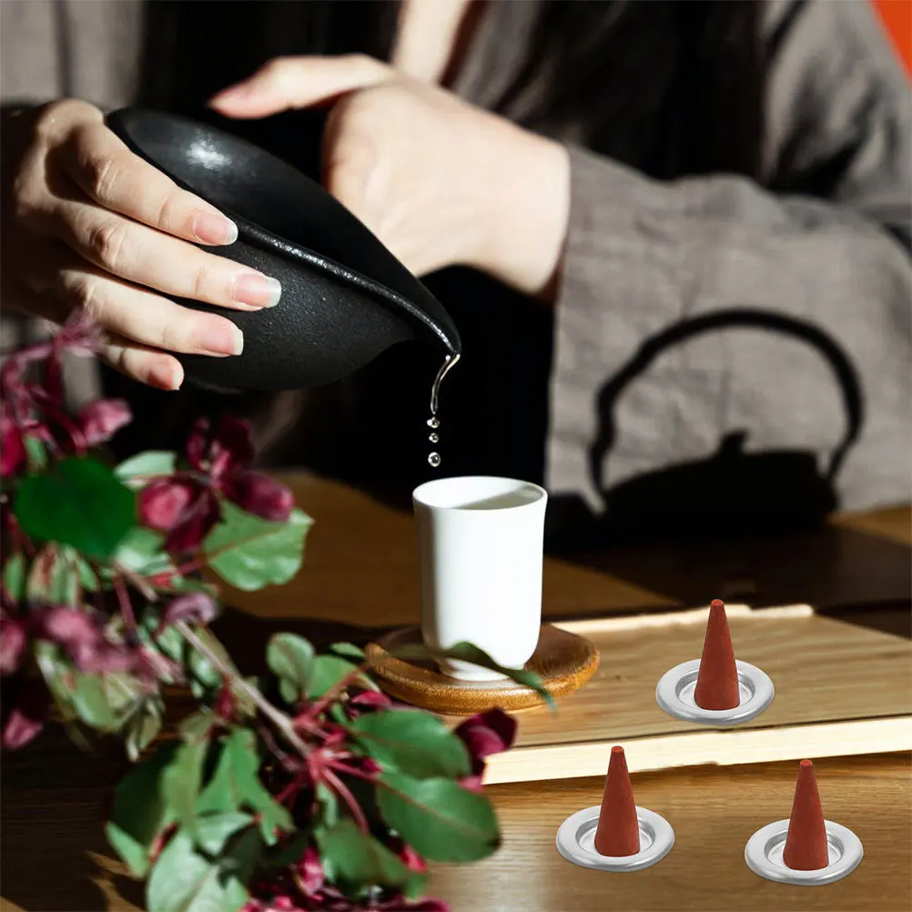 

30Pcs Metal Cone Incense Tray Aluminum Alloy Holder Multifunctional Decorative Small Plate Burner Metal Incense Tray