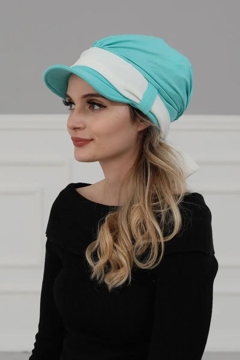 Chiffon cinto chapéu osso turquesa