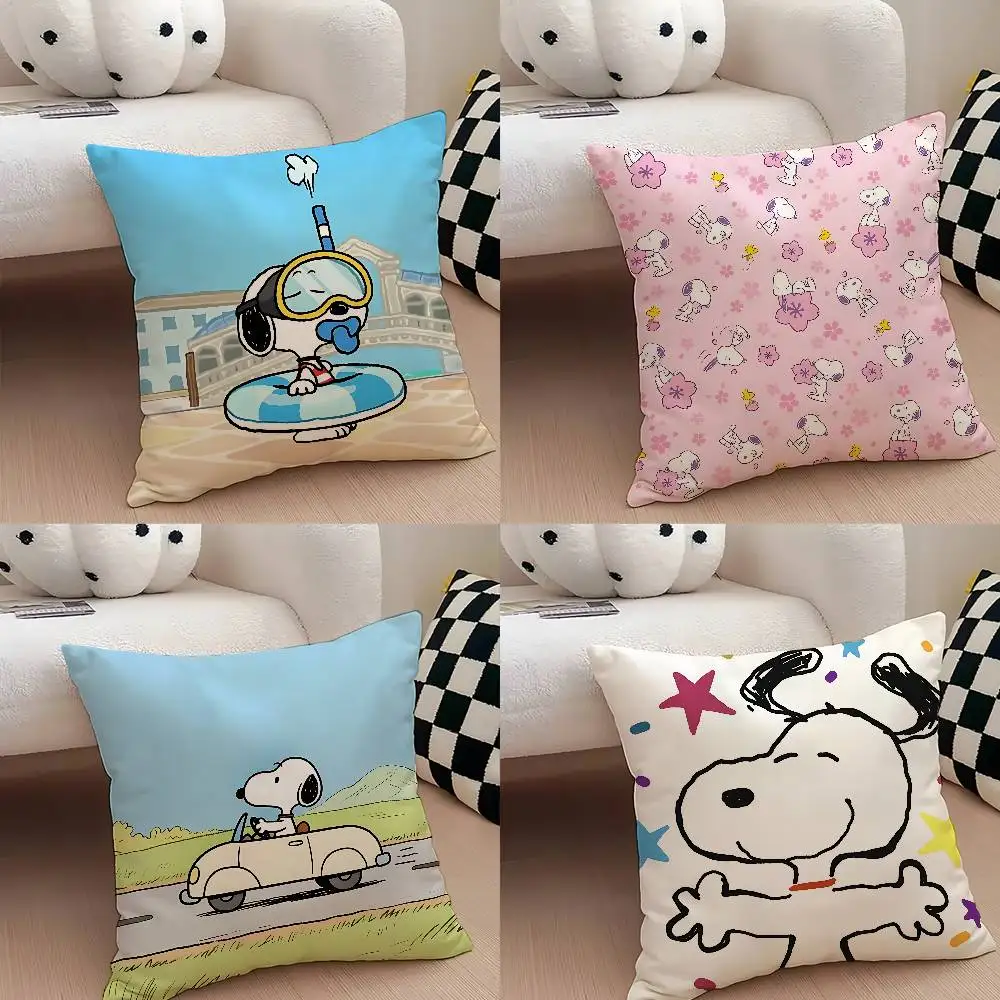 Cute S-Snoopys Case Plush Fabric Soft Pillowcase Double Sided Print Cushion Cover Household Gifts